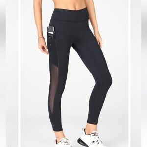 Fabletics Motion 365 Womens Size L Black Mesh Side Pull On Athletic Leggings Gym